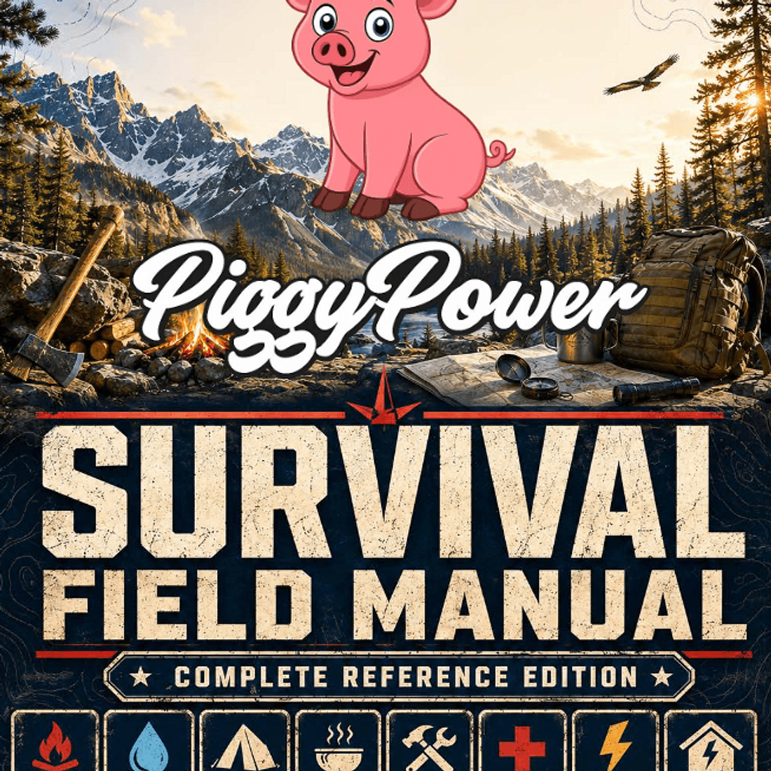 PiggyPower Survival Field Manual - Printed Spiral Bound Book + Digital PDF